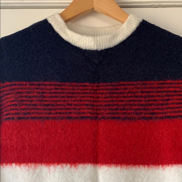 Crewneck Knit Dress, Small, White red navy - Picture 2 of 11